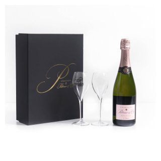 SET CHAMPAGNE PALMER ROSE SOLERA IN LUXURY BOX WITH 2 GLASSES